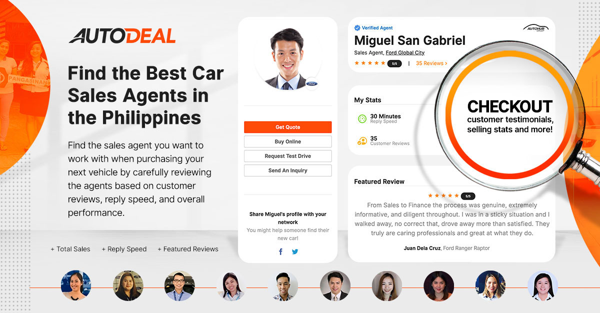 View 2405 agent reviews from across the Philippines AutoDeal .ph